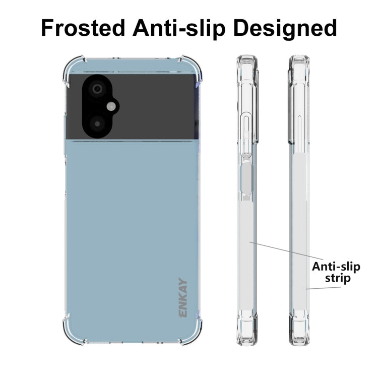 適用於 小米Poco M4 5G ENKAY 透明防摔系列 四角加厚帶防滑條透明TPU手機防摔保護殼