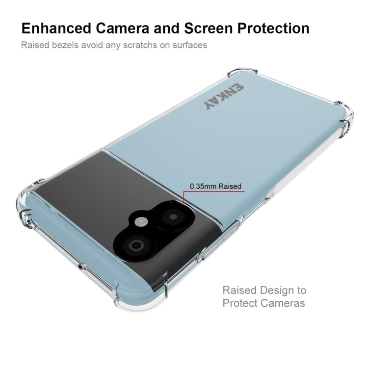 適用於 小米Poco M4 5G ENKAY 透明防摔系列 四角加厚帶防滑條透明TPU手機防摔保護殼