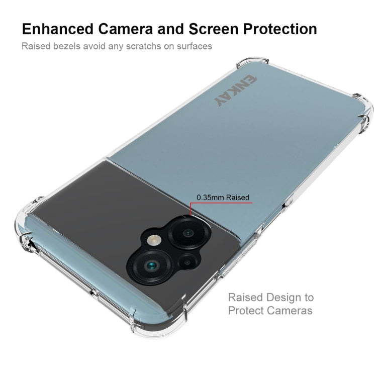 適用於 小米Poco M5 4G ENKAY 透明防摔系列 四角加厚帶防滑條透明TPU手機防摔保護殼