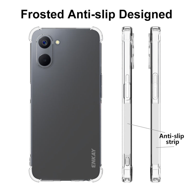 適用於Realme V20 5G ENKAY 透明防摔系列 四角加厚帶防滑條透明TPU手機防摔保護殼