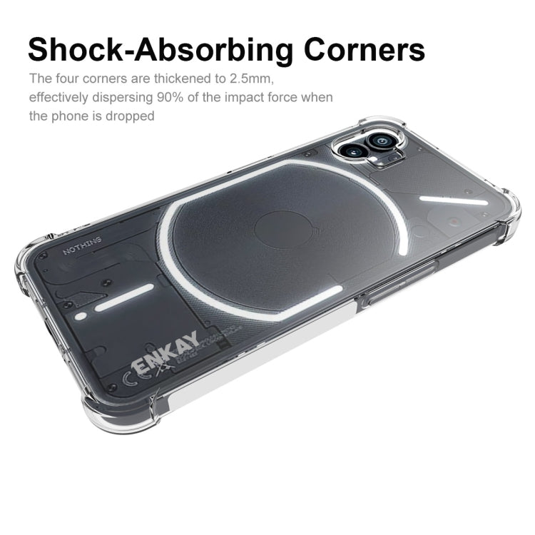 適用於 Nothing Phone 1 ENKAY 透明防摔系列 四角加厚帶防滑條透明TPU手機防摔保護殼
