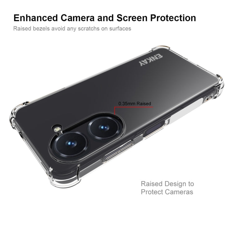 適用於 華碩Zenfone 9 ENKAY 透明防摔系列 四角加厚帶防滑條透明TPU手機防摔保護殼