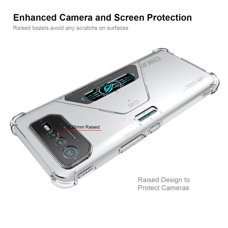 適用於 華碩ROG Phone 6 Pro ENKAY 透明防摔系列 四角加厚帶防滑條透明TPU手機防摔保護殼