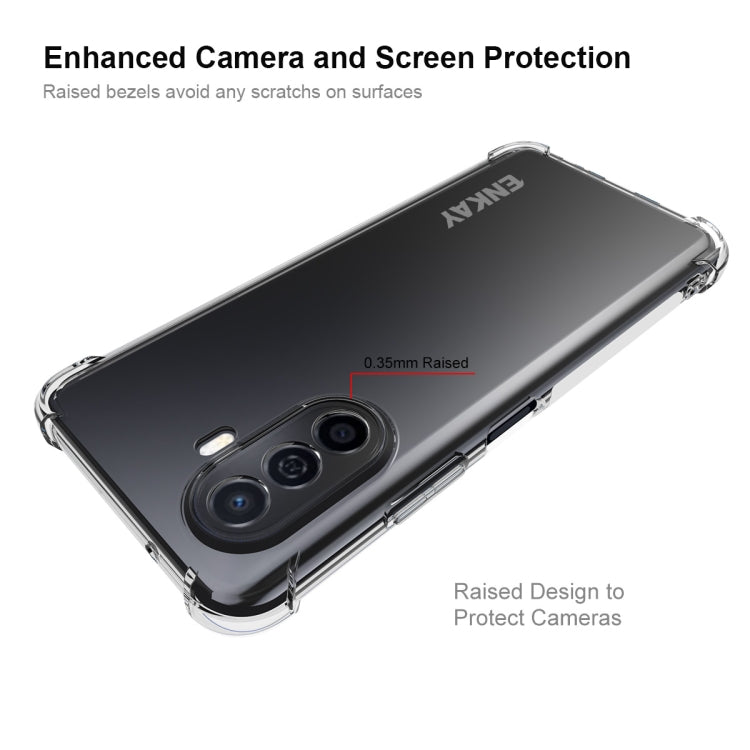 適用於 華為暢享50 4G / Nova Y70 Plus  4G 國際版 ENKAY 透明防摔系列 四角加厚帶防滑條透明TPU手機防摔保護殼