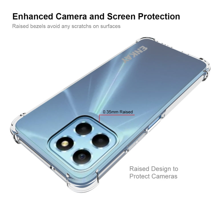 適用於 榮耀X8 5G ENKAY 透明防摔系列 四角加厚帶防滑條透明TPU手機防摔保護殼