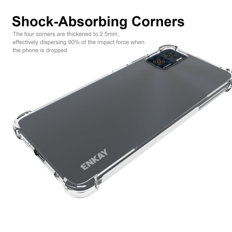 適用於 摩托羅拉Moto E22 4G ENKAY 透明防摔系列 四角加厚帶防滑條透明TPU手機防摔保護殼