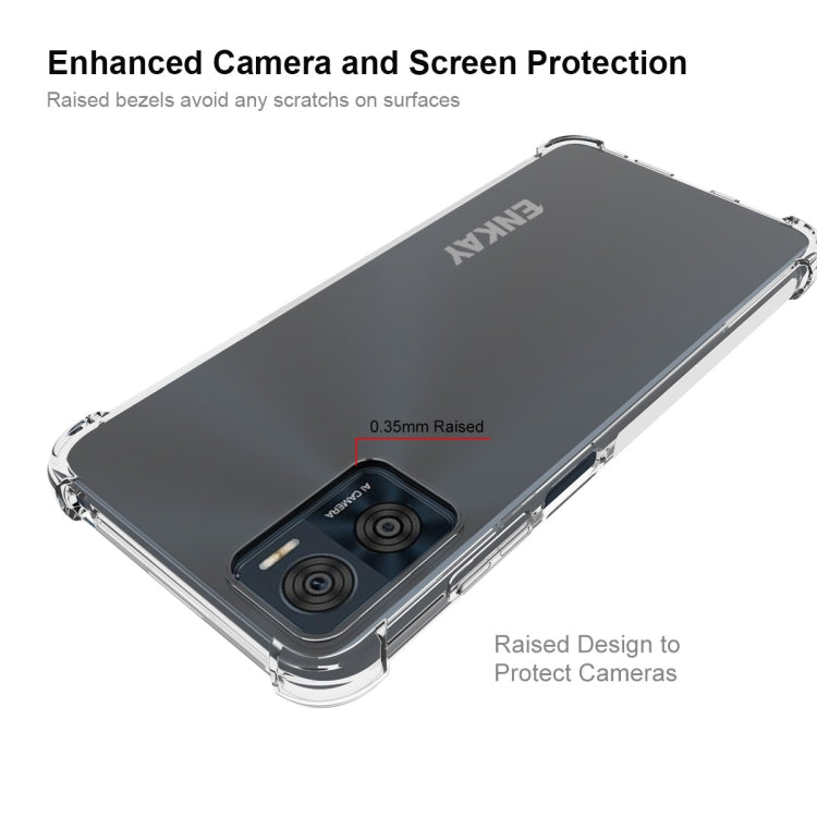 適用於 摩托羅拉Moto E22 4G ENKAY 透明防摔系列 四角加厚帶防滑條透明TPU手機防摔保護殼