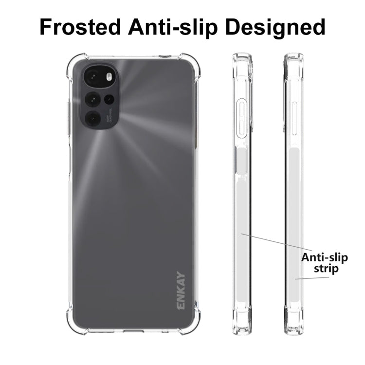 適用於 摩托羅拉Moto G22 4G ENKAY 透明防摔系列 四角加厚帶防滑條透明TPU手機防摔保護殼