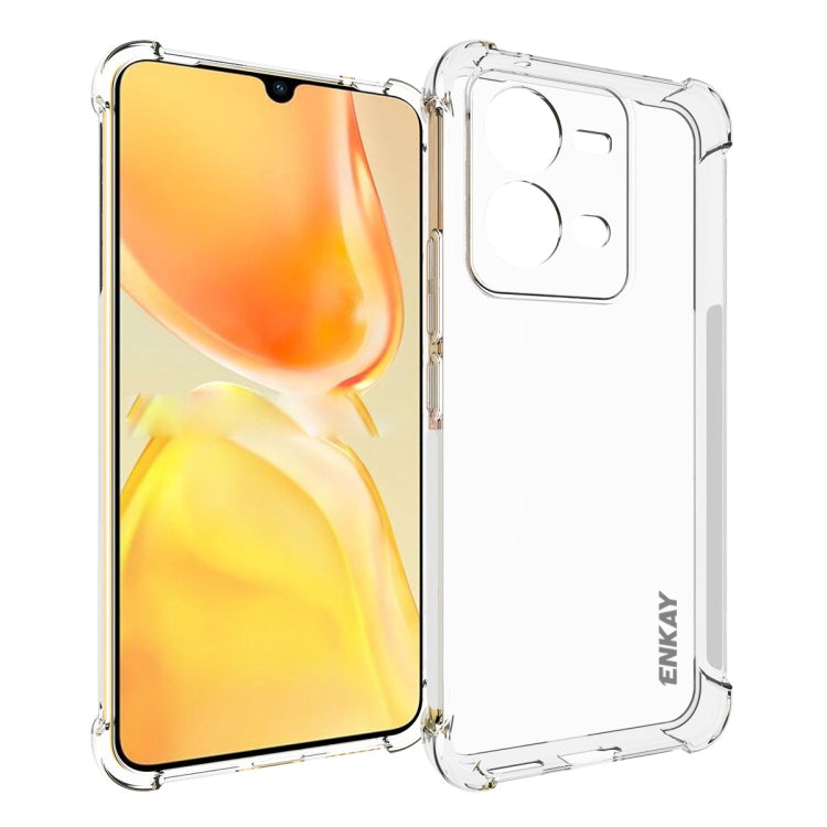 適用於 vivo V25 5G國際版 ENKAY 透明防摔系列 四角加厚帶防滑條透明TPU手機防摔保護殼
