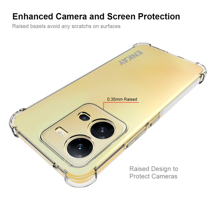適用於 vivo V25 5G國際版 ENKAY 透明防摔系列 四角加厚帶防滑條透明TPU手機防摔保護殼