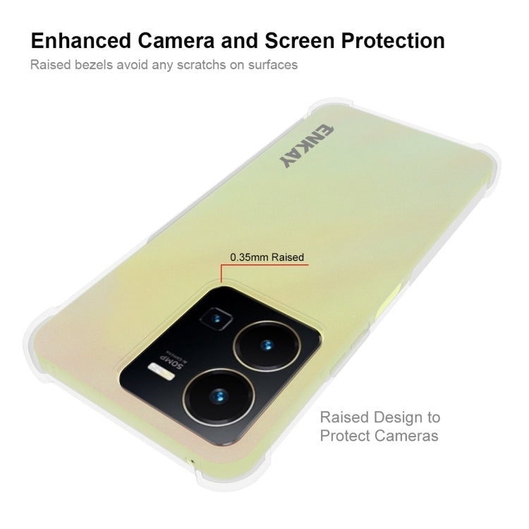 適用於vivo Y35 4G國際版 ENKAY 透明防摔系列 四角加厚帶防滑條透明TPU手機防摔保護殼