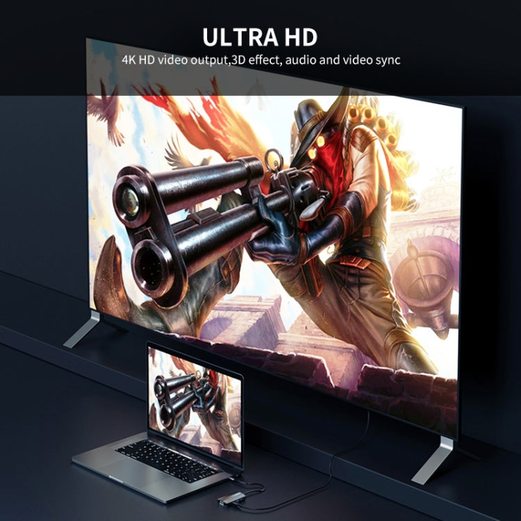 JUNSUNMAY JSM-HUB003 Type-C擴展塢六合一分線器百兆網口HDMI 4K高清視頻轉換器