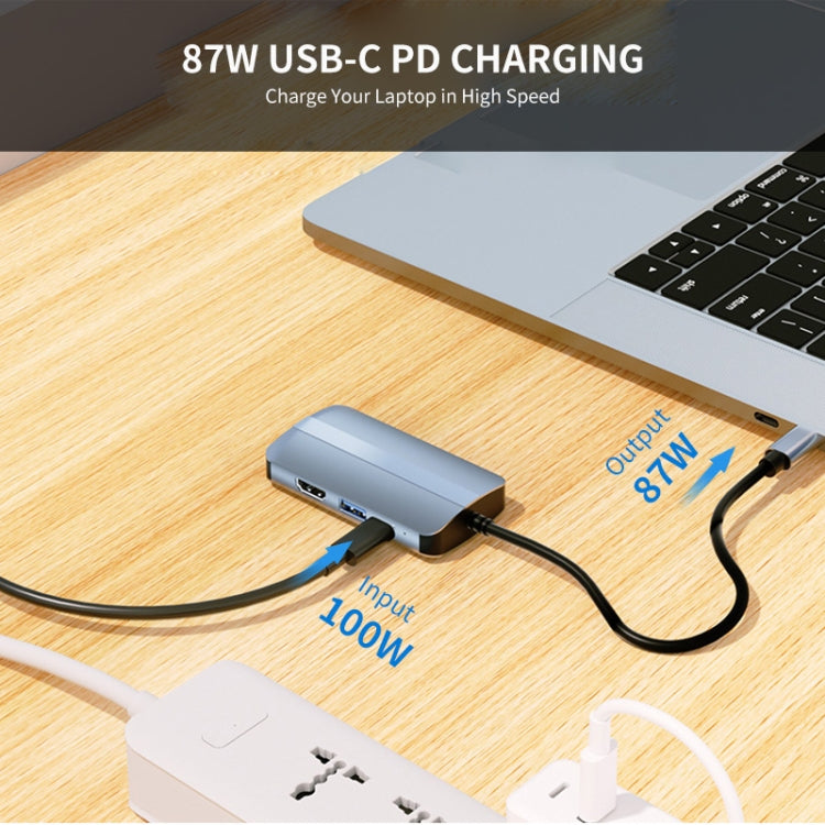 JUNSUNMAY JSM-HUB003 Type-C擴展塢六合一分線器百兆網口HDMI 4K高清視頻轉換器