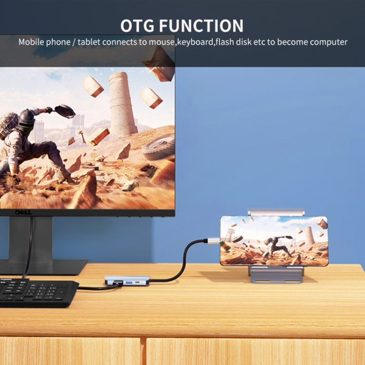 JUNSUNMAY JSM-HUB003 Type-C擴展塢六合一分線器百兆網口HDMI 4K高清視頻轉換器