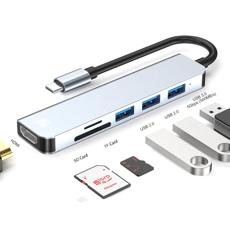 JUNSUNMAY JSM-HUB004 Type-C擴展塢六合一可插卡分線器HDMI 4K高清視頻轉換器