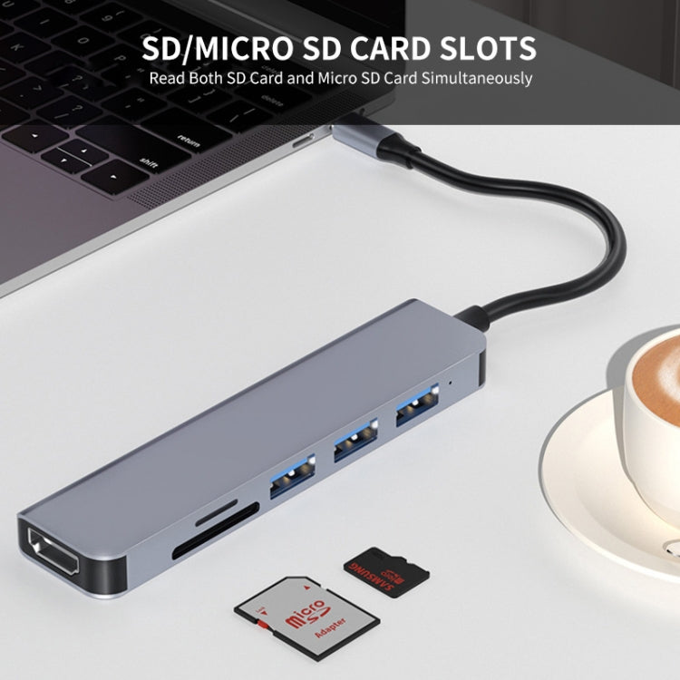 JUNSUNMAY JSM-HUB004 Type-C擴展塢六合一可插卡分線器HDMI 4K高清視頻轉換器