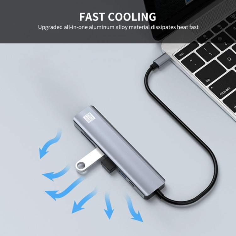 JUNSUNMAY JSM-HUB006 Type-C擴展塢七合一可插卡分線器HDMI 4K高清視頻轉換器