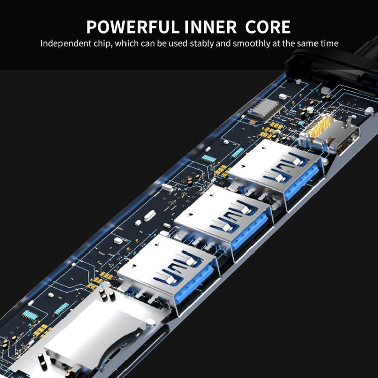 JUNSUNMAY JSM-HUB006 Type-C擴展塢七合一可插卡分線器HDMI 4K高清視頻轉換器