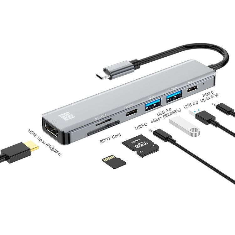JUNSUNMAY JSM-HUB007 Type-C擴展塢USB-C七合一可插卡分線器HDMI 4K高清視頻轉換器