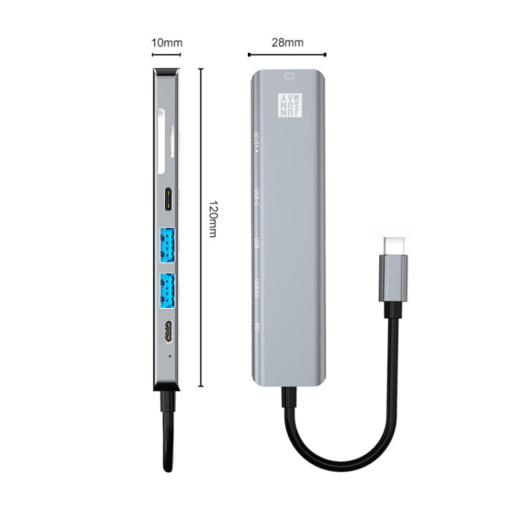 JUNSUNMAY JSM-HUB007 Type-C擴展塢USB-C七合一可插卡分線器HDMI 4K高清視頻轉換器