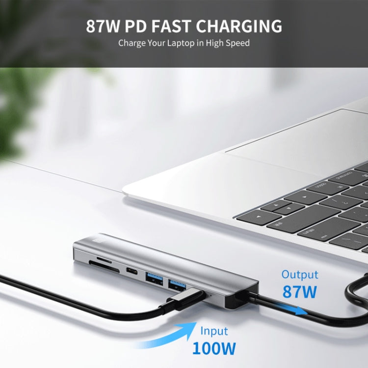 JUNSUNMAY JSM-HUB007 Type-C擴展塢USB-C七合一可插卡分線器HDMI 4K高清視頻轉換器
