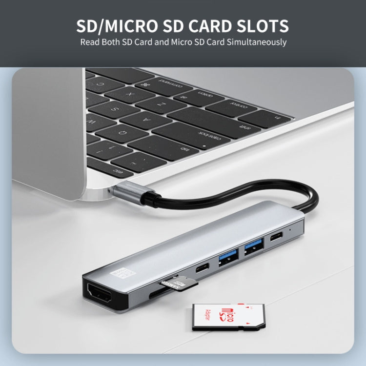 JUNSUNMAY JSM-HUB007 Type-C擴展塢USB-C七合一可插卡分線器HDMI 4K高清視頻轉換器