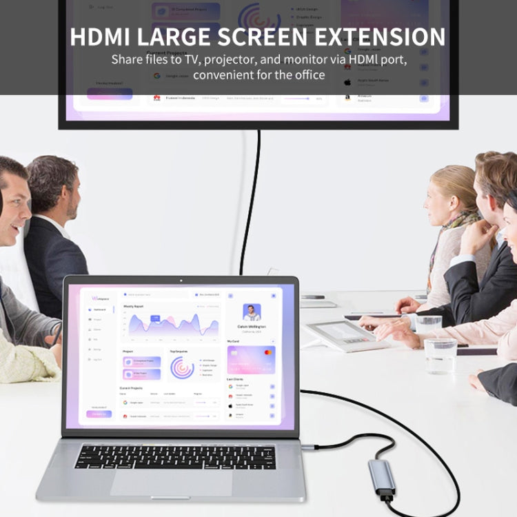 ENKAY Hat-Prince Type-C PD快充擴展塢六合一可插卡分線器HDMI 4K高清視頻轉換器