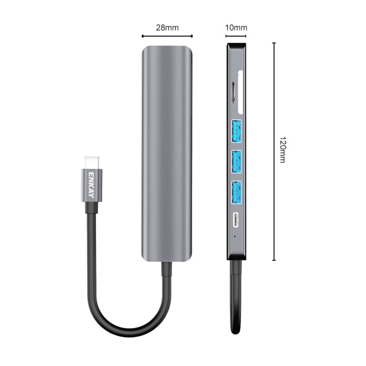 ENKAY Hat-Prince Type-C擴展塢七合一可插卡分線器HDMI 4K高清視頻轉換器