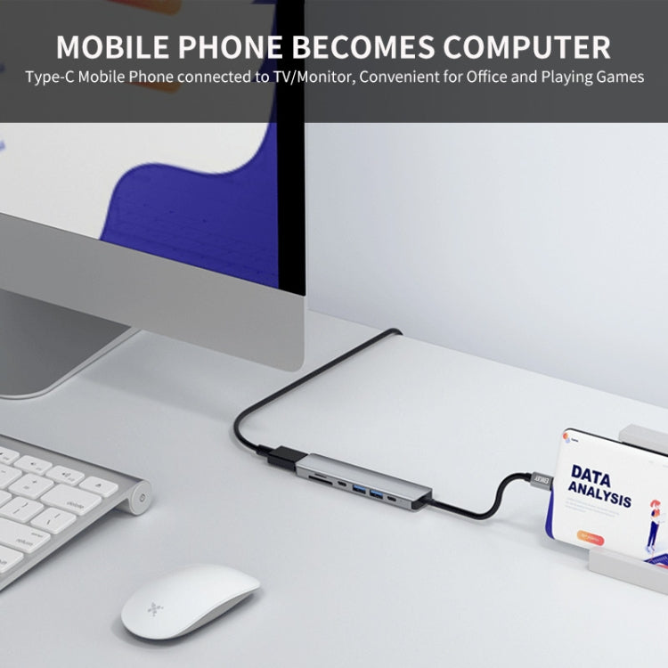 ENKAY Hat-Prince Type-C擴展塢USB-C七合一可插卡分線器HDMI 4K高清視頻轉換器