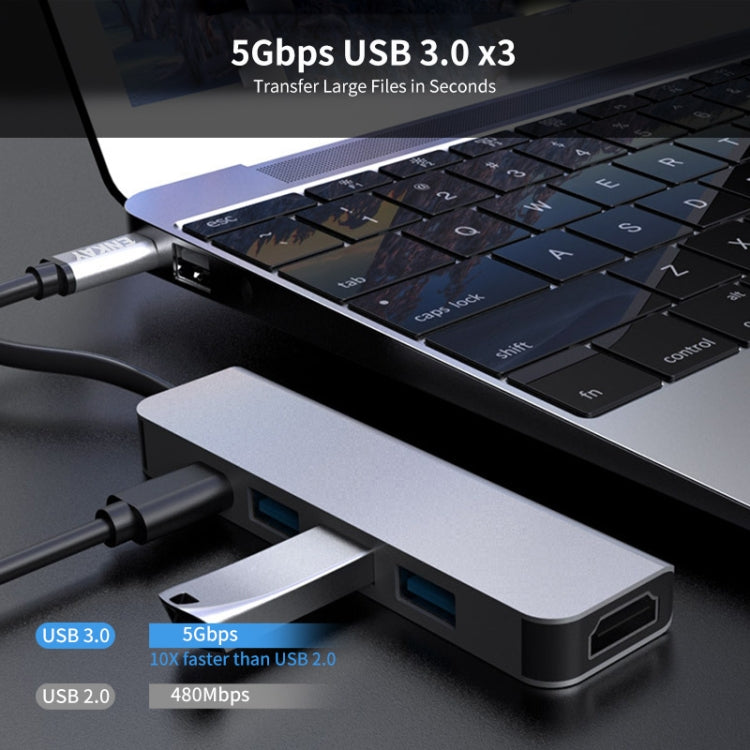 ENKAY Hat-Prince 五合一Type-C擴展塢3個USB3.0+HDMI 4K高清視頻轉換器