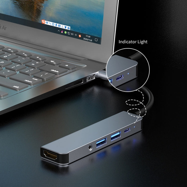 ENKAY Hat-Prince 五合一Type-C擴展塢3.5mm音頻+HDMI 4K高清視頻轉換器