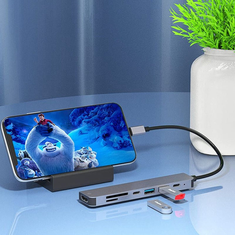 USB C集線器 7合1 USB C多端口適配器 帶HDMI 100W PD和SD/TF讀卡器