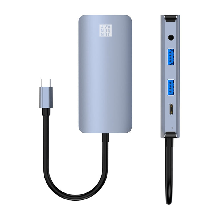JUNSUNMAY JSM-HUB013 Type-C擴展塢八合一可插卡HDMI+VGA分線器4K高清視頻3.5mm音頻轉換器