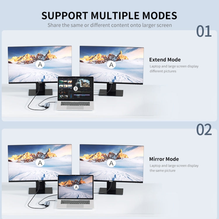 JUNSUNMAY JSM-HUB013 Type-C擴展塢八合一可插卡HDMI+VGA分線器4K高清視頻3.5mm音頻轉換器