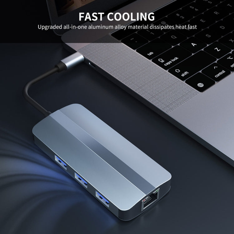 JUNSUNMAY JSM-HUB015 Type-C擴展塢六合一千兆網口+HDMI分線器4K高清視頻轉換器