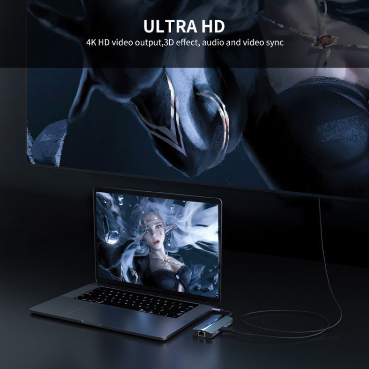 JUNSUNMAY JSM-HUB017 Type-C擴展塢百兆網口七合一