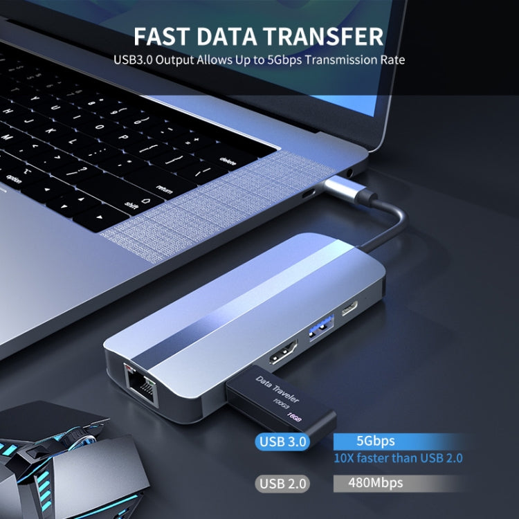 JUNSUNMAY JSM-HUB017 Type-C擴展塢百兆網口七合一