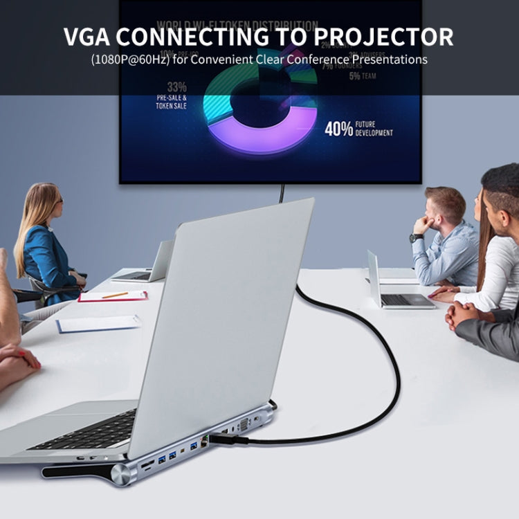 JUNSUNMAY JSM-HUB022 Type-C擴展塢十二合一HDMI+VGA+RJ45網口+插卡+音頻多功能轉換器