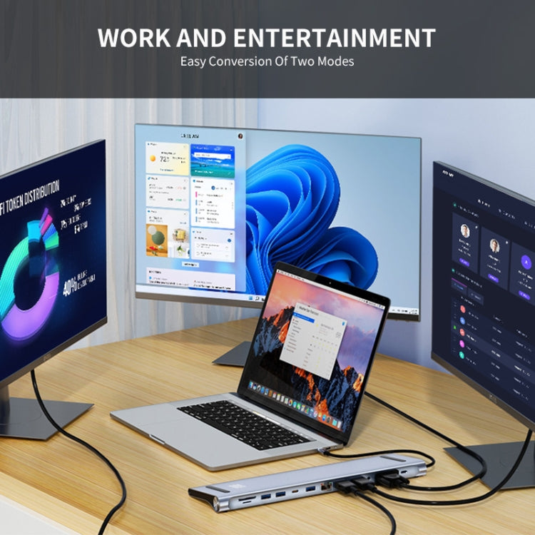 JUNSUNMAY JSM-HUB022 Type-C擴展塢十二合一HDMI+VGA+RJ45網口+插卡+音頻多功能轉換器