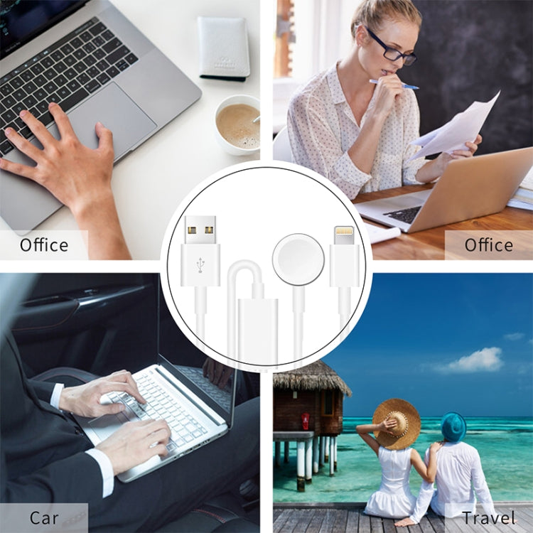 適用於Apple系列手錶手機 2合1 USB磁性充電線1.2米, DS-XB013