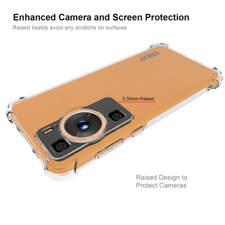 適用於 華為P60 ENKAY 透明防摔系列 四角加厚帶防滑條透明TPU手機防摔保護殼