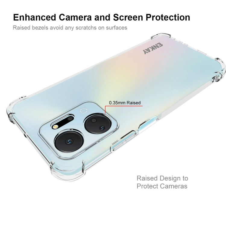 適用於 榮耀X7A 4G 國際版 ENKAY 透明防摔系列 四角加厚帶防滑條透明TPU手機防摔保護殼