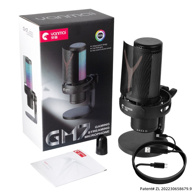 Yanmai GM7 USB遊戲筆記本電腦麥克風帶RGB燈
