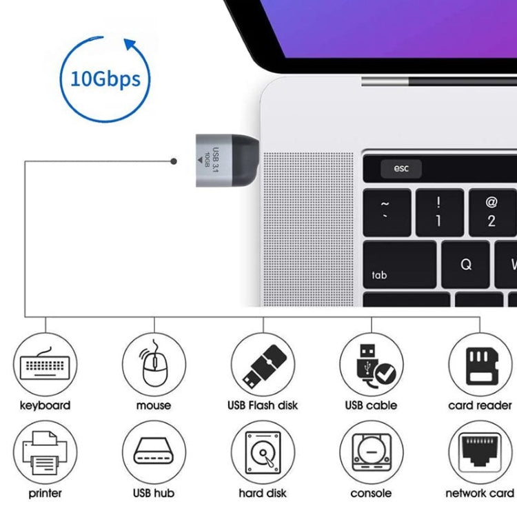 USB 3.0 A型母頭到USB 3.1 C型公頭主機OTG數據10Gbps適配器，適用於筆記本電腦和手機