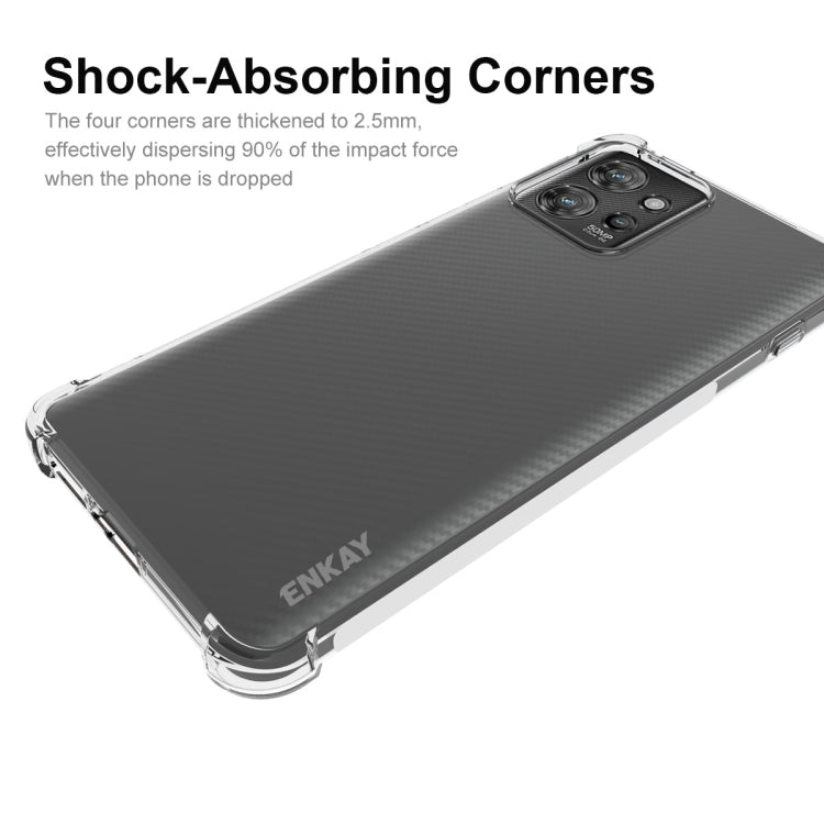 適用於 摩托羅拉ThinkPhone 5G ENKAY Hat-Prince 透明防摔系列 四角加厚帶防滑條透明TPU手機防摔保護殼