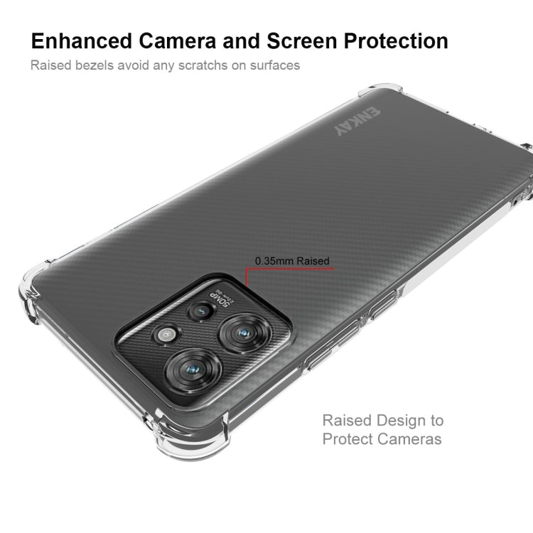 適用於 摩托羅拉ThinkPhone 5G ENKAY Hat-Prince 透明防摔系列 四角加厚帶防滑條透明TPU手機防摔保護殼