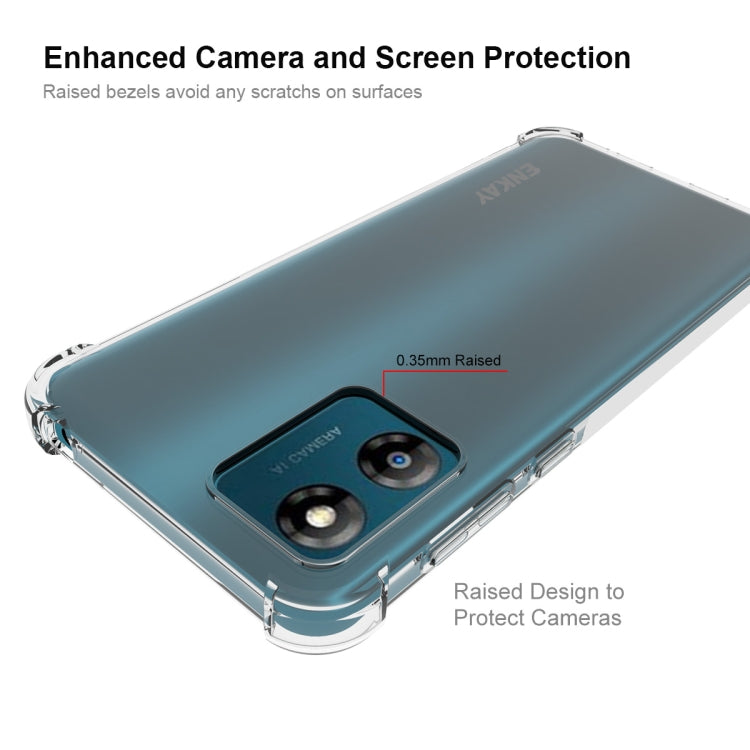 適用於 摩托羅拉Moto E13 4G ENKAY Hat-Prince 透明防摔系列 四角加厚帶防滑條透明TPU手機防摔保護殼