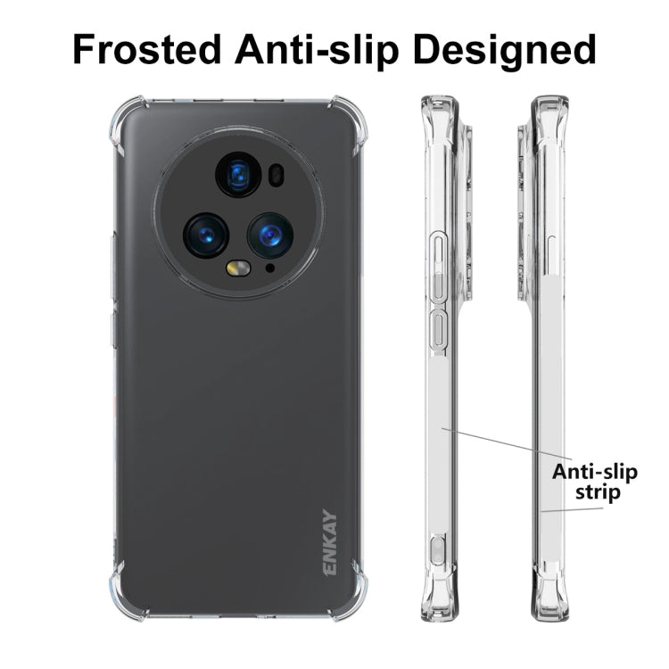 適用於 榮耀Magic 5 Pro ENKAY Hat-Prince 透明防摔系列 四角加厚帶防滑條透明TPU手機防摔保護殼