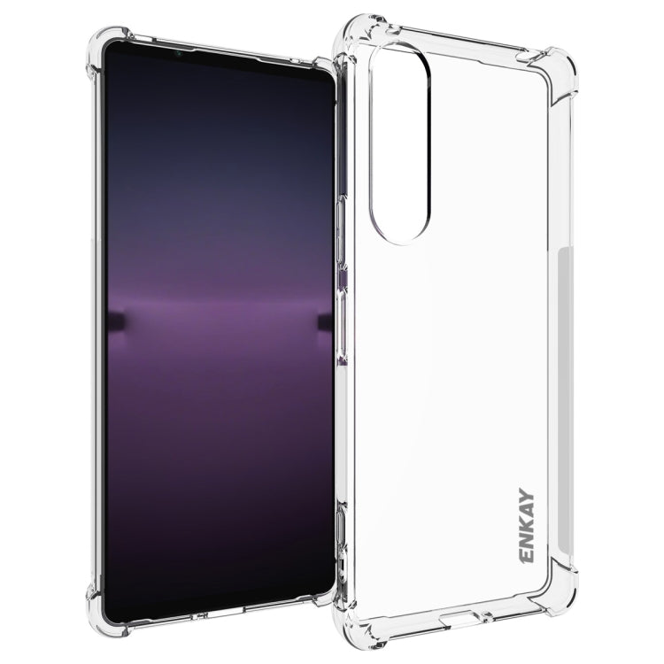 適用於 索尼Xperia 1 V ENKAY Hat-Prince 透明防摔系列 四角加厚帶防滑條透明TPU手機防摔保護殼