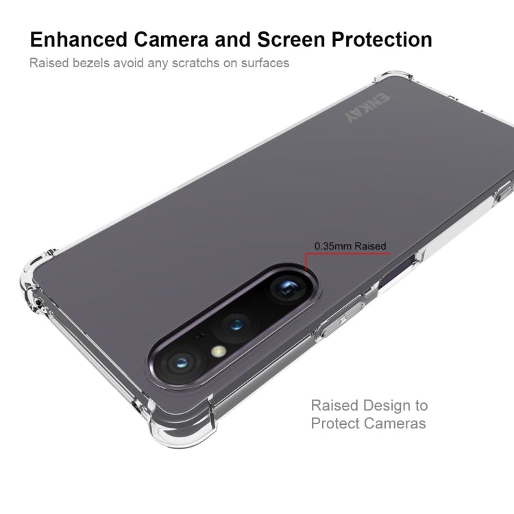 適用於 索尼Xperia 1 V ENKAY Hat-Prince 透明防摔系列 四角加厚帶防滑條透明TPU手機防摔保護殼
